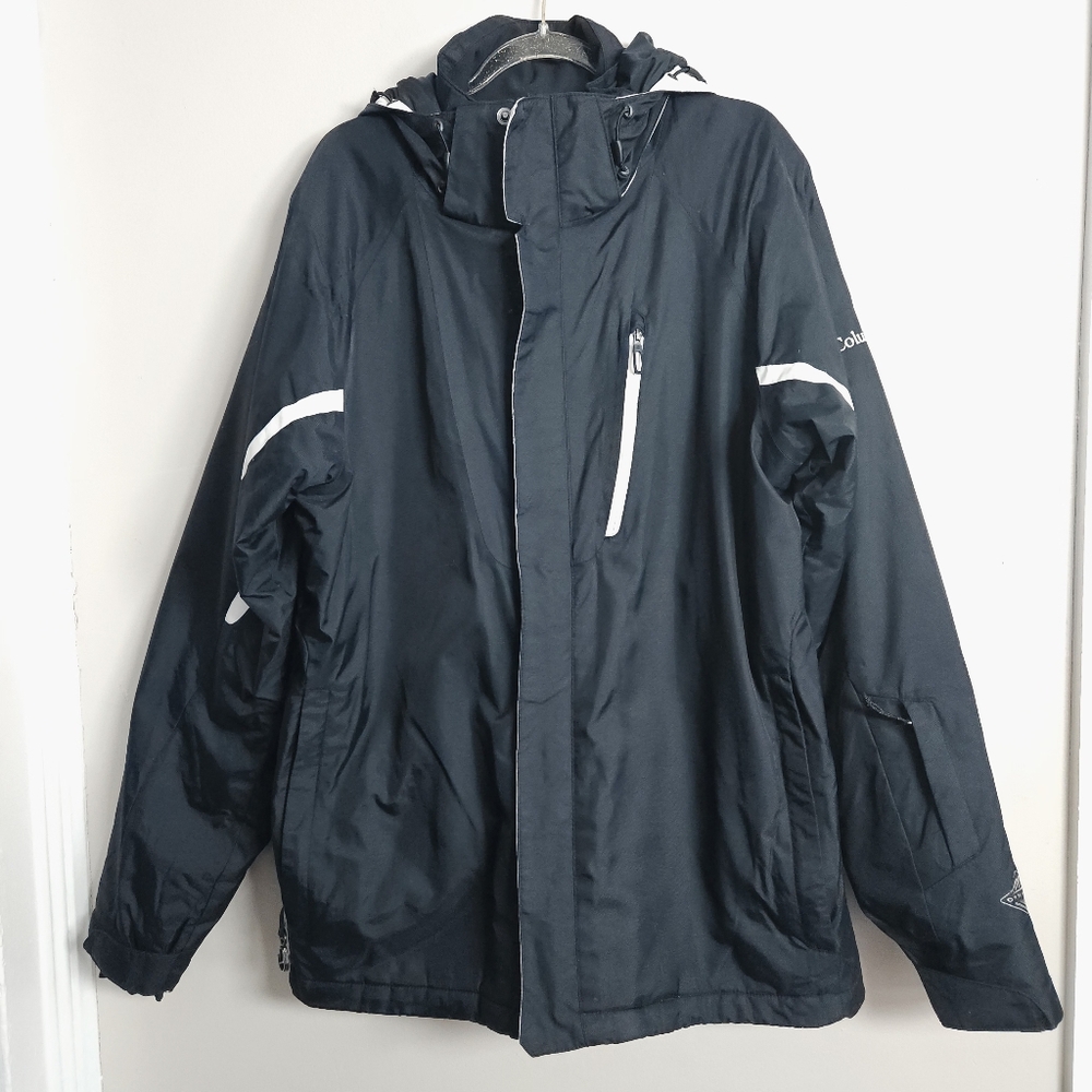 Columbia Mens Navy Omni Tech Jacket Hood Waterproof Large